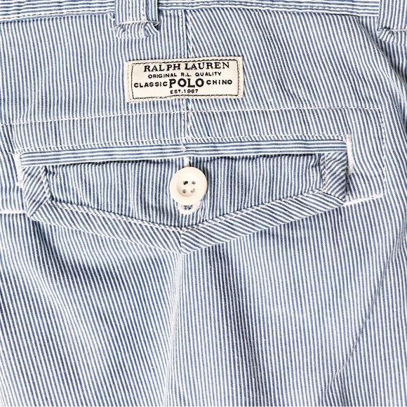 Polo Ralph Lauren Seersucker Cargo Shorts Blue White Stripes Cotton Men’s 38 - Picture 10 of 11